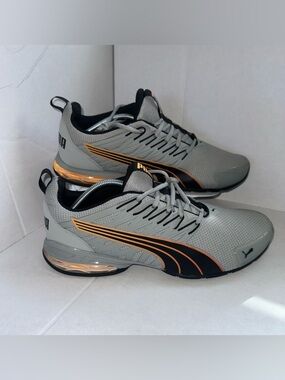 MEN # 12 PUMA VOLTAIC EVO Gray/Black/Orange air-cushioned heel pod SoftFoam Sole